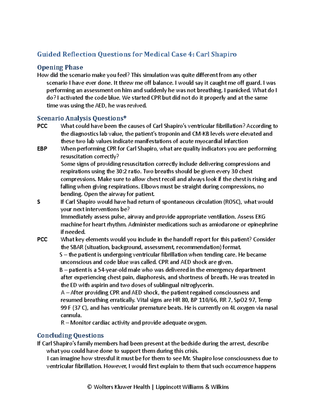 Guided Reflection & Analysis for Medical Case 4: Carl Shapiro - Studocu