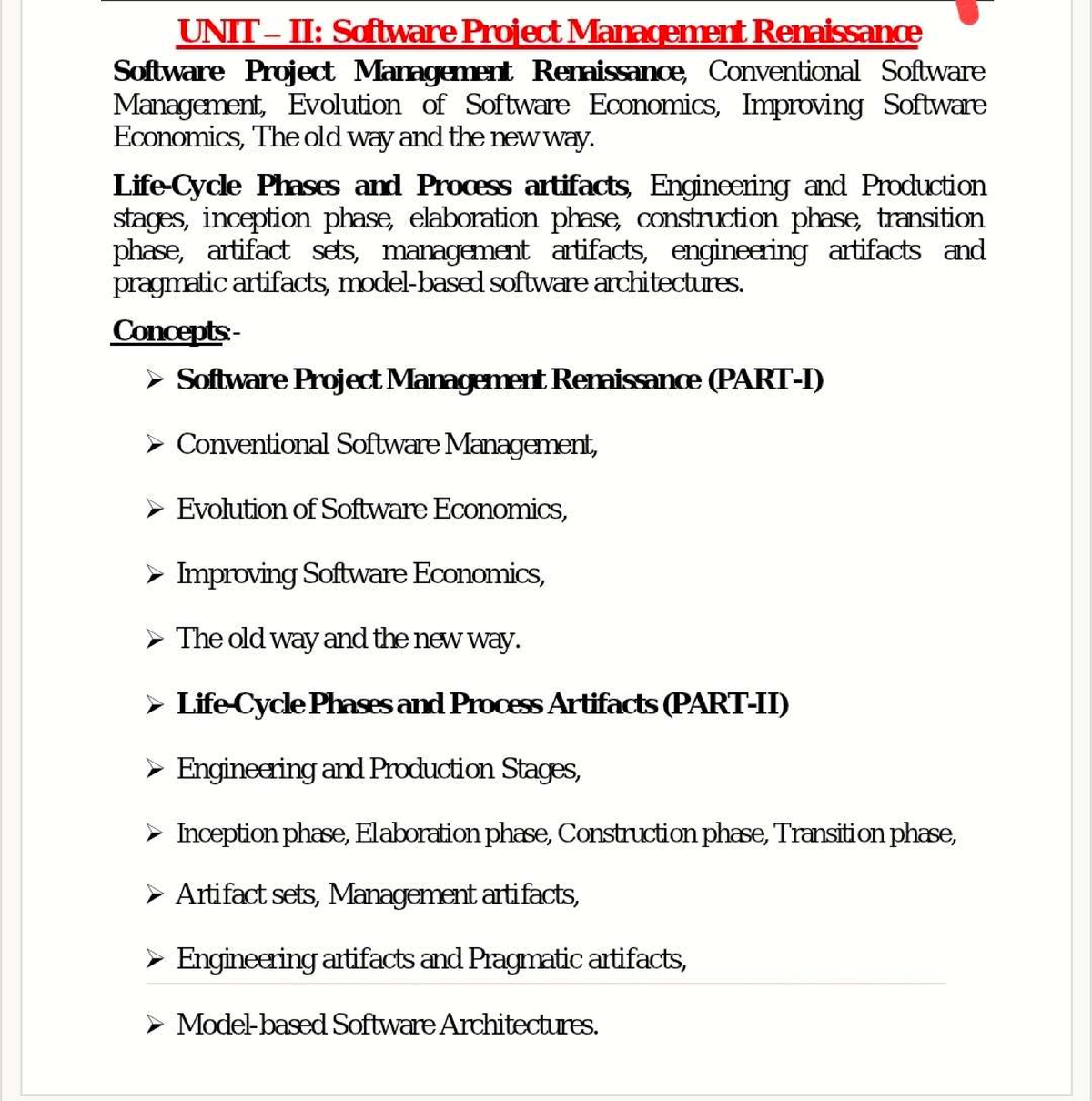 SPPM Unit II: Software Project Management and Economic Evolution - Studocu