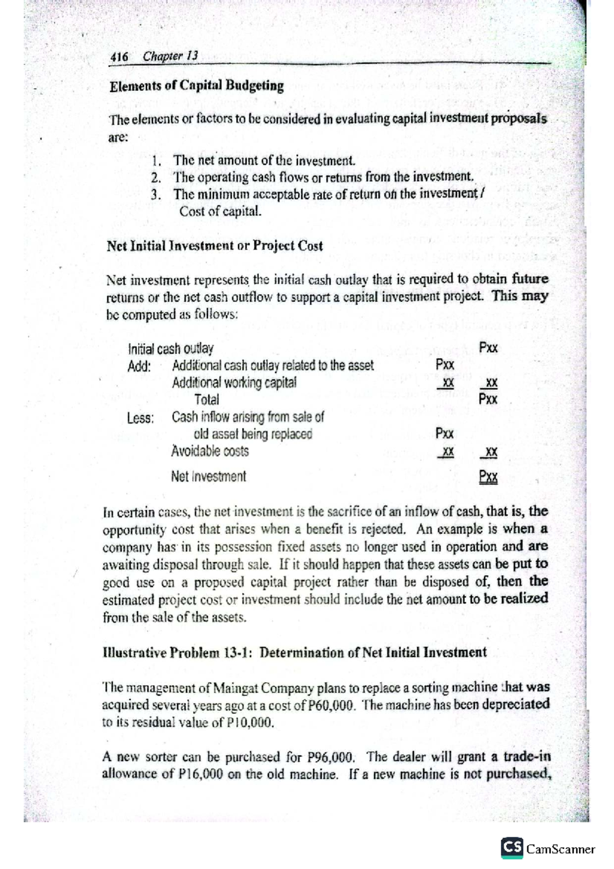 416 Chapter 13: Key Elements of Capital Budgeting and Investment ...