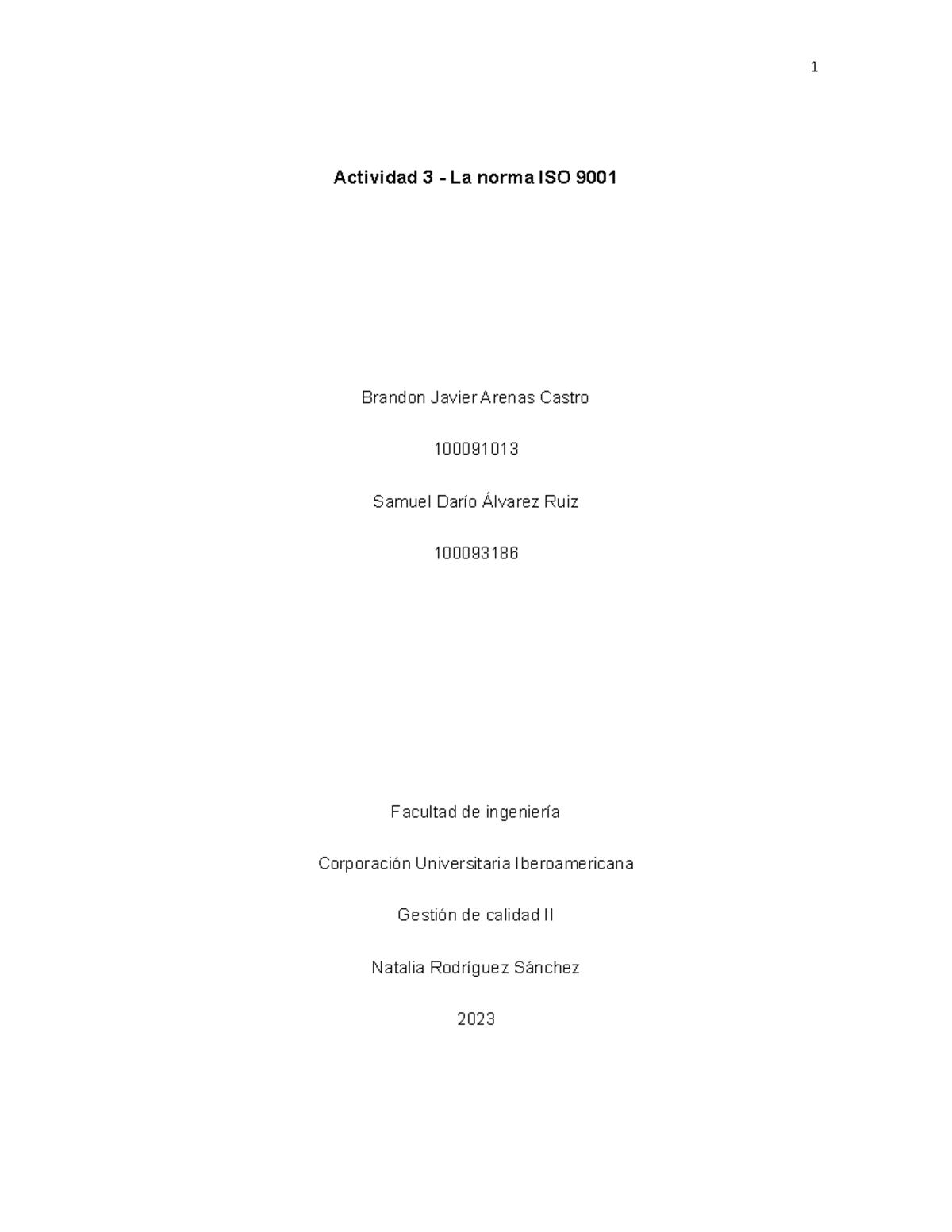 Actividad 3 - Análisis de la Norma ISO 9001 en Gestión de Calidad II ...