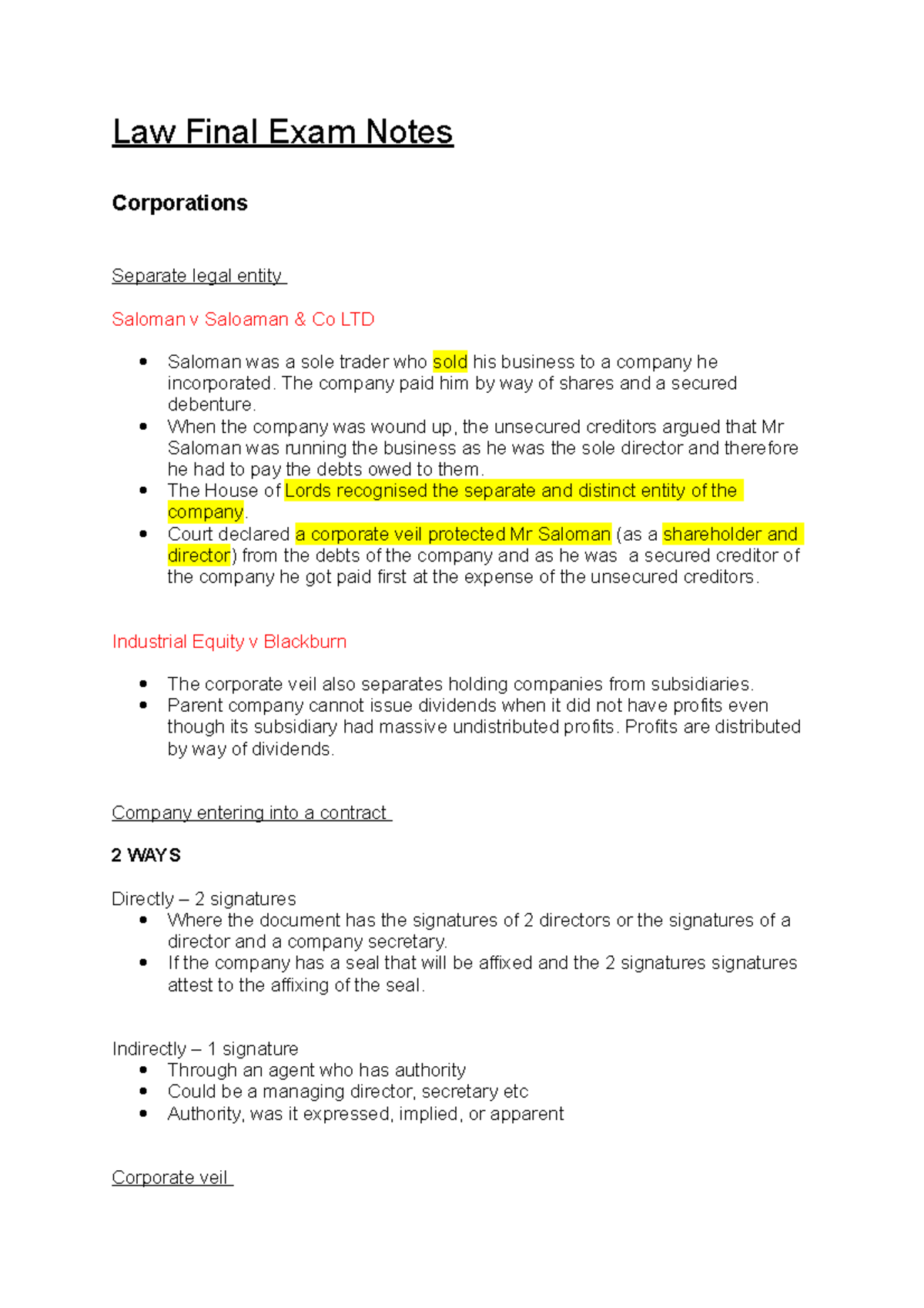 Law Final Exam Notes - Summary Introduction To Law - Law Final Exam ...