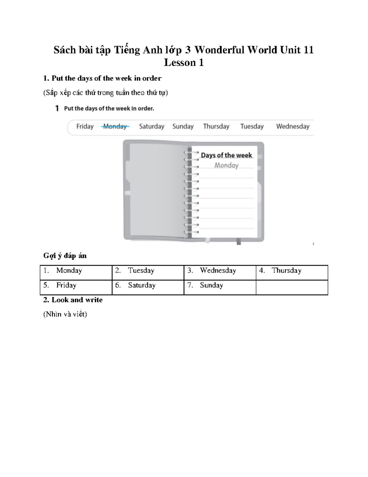 Bài Tập Tiếng Anh Lớp 3: Wonderful World Unit 11 Lesson 1 - Studocu