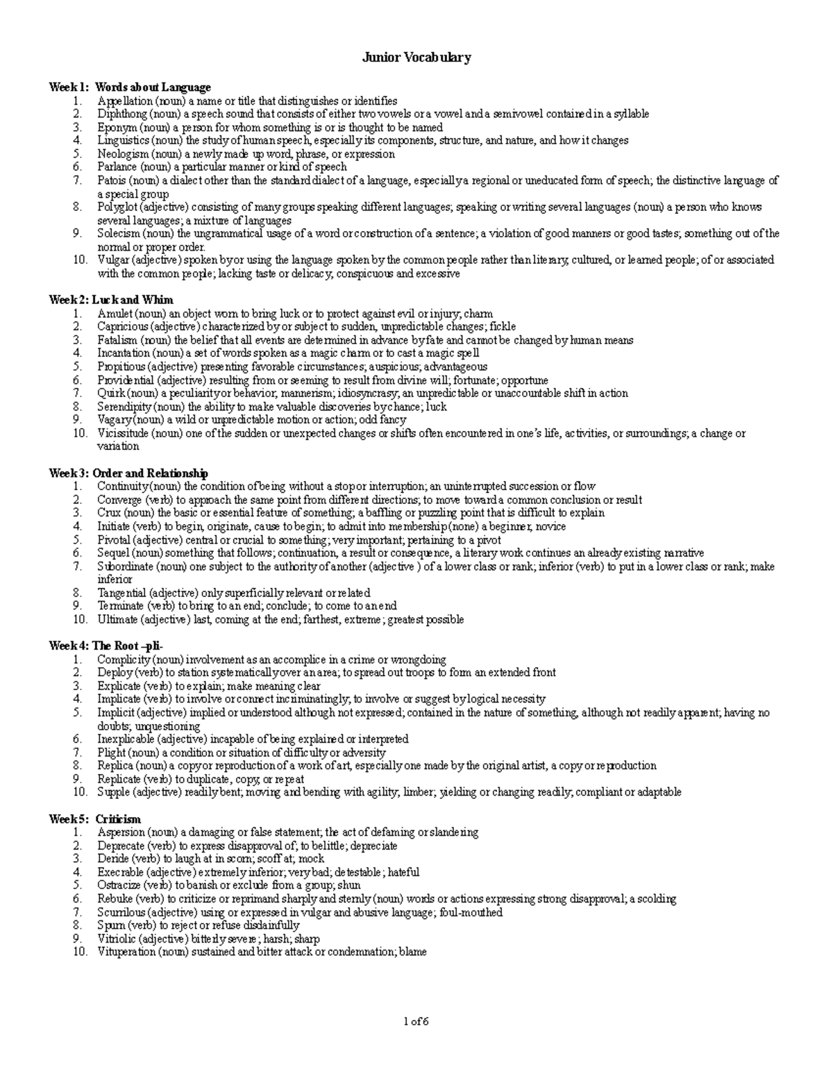Vocabulary Study Guide: Sem 1 - GIKJBK.JB - Studocu