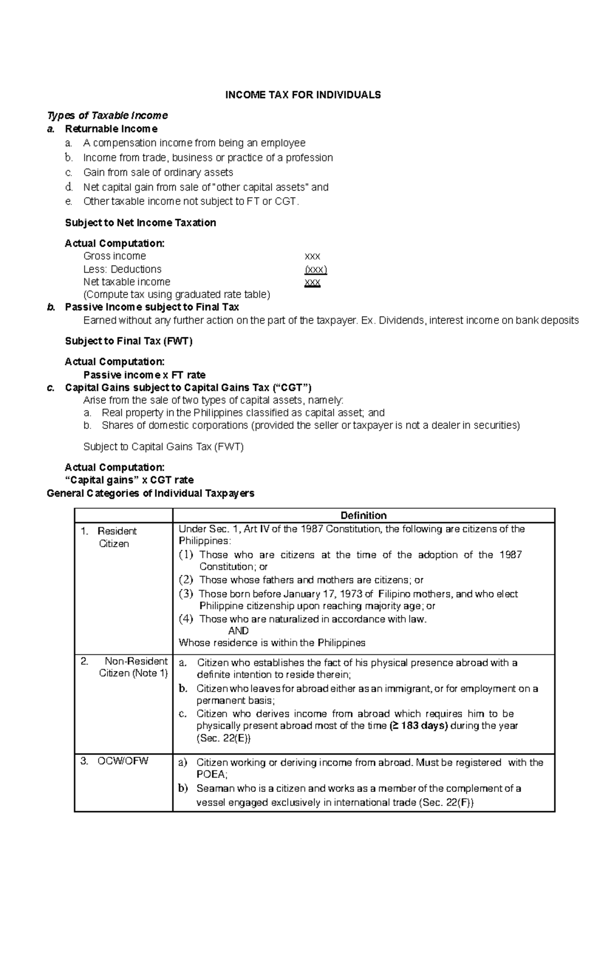 Handout 3 Taxation on Individuals 012849 - INCOME TAX FOR INDIVIDUALS ...