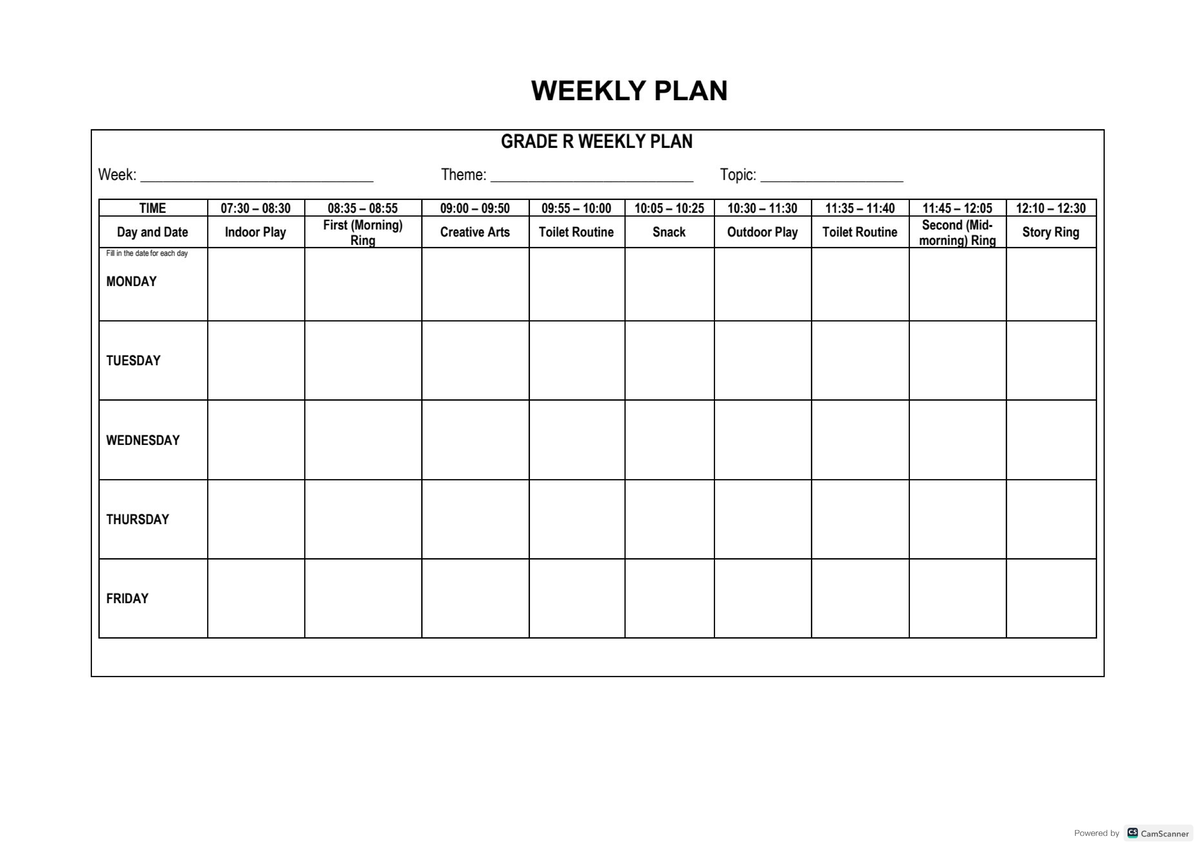 Grade R Weekly Plan & Lesson Example - DOC-20250925-WA0019 - Studocu