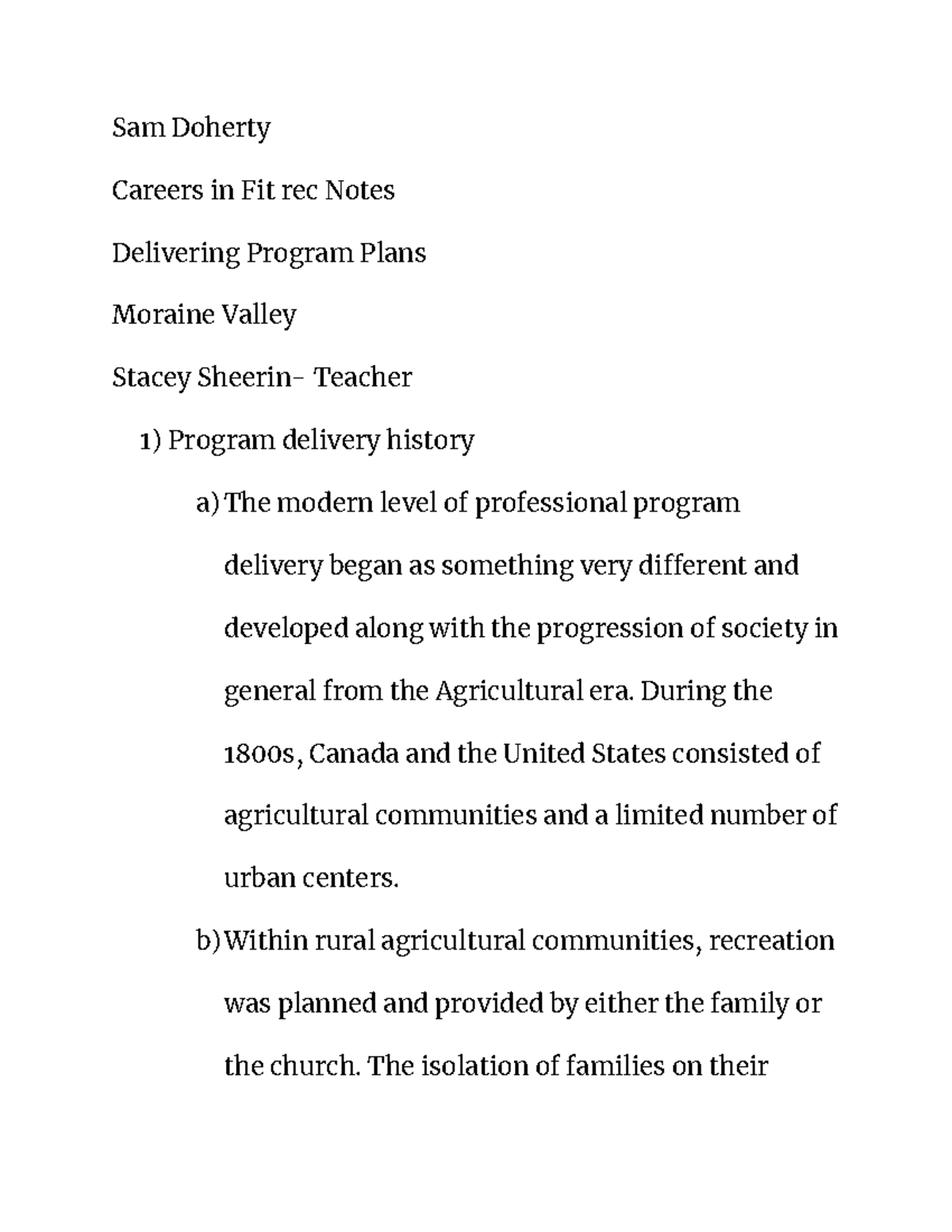 CFR - notes - Sam Doherty Careers in Fit rec Notes Delivering Program ...