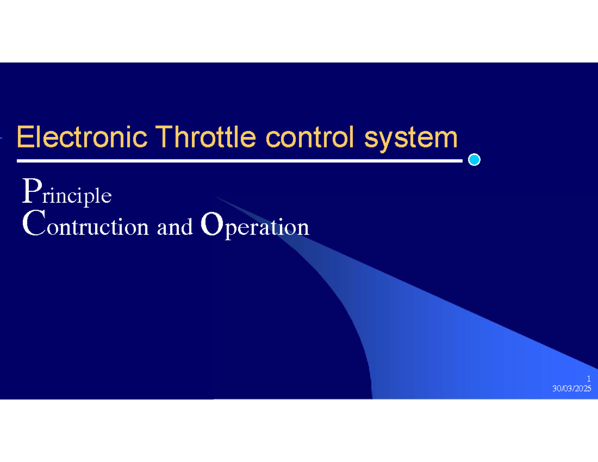 Electronic Throttle control system - Idle speed control: adjusted to ...