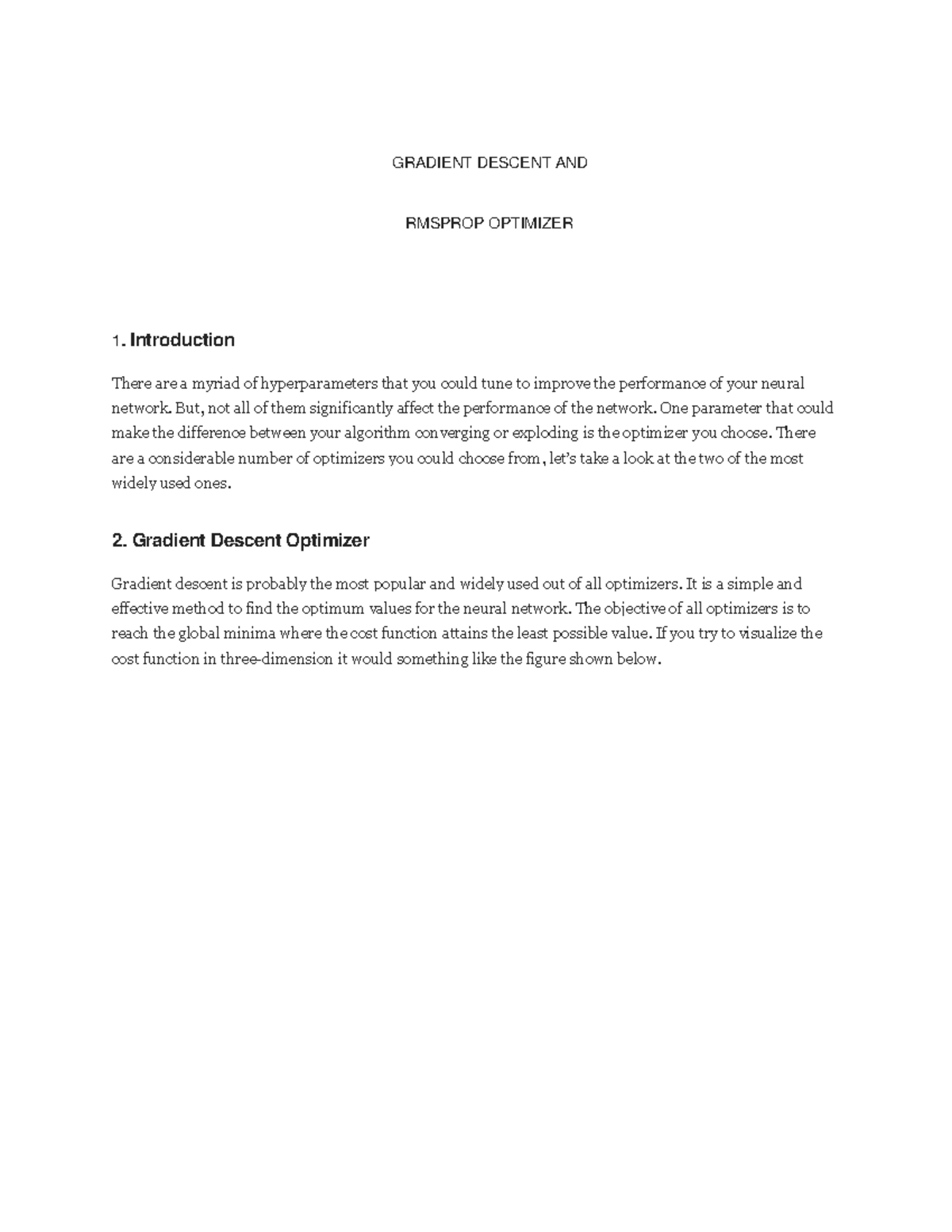 Gradient Descent & RMSprop Optimizer Overview for Neural Networks - Studocu