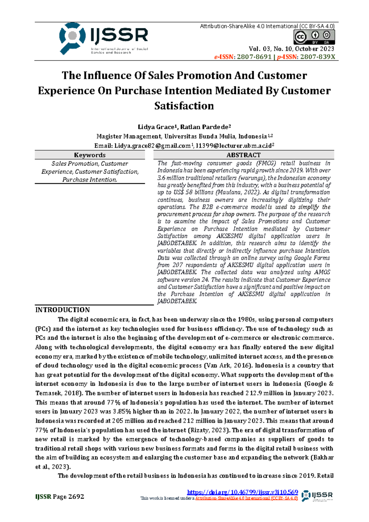 Influence of Sales Promotion & Customer Experience on Purchase ...