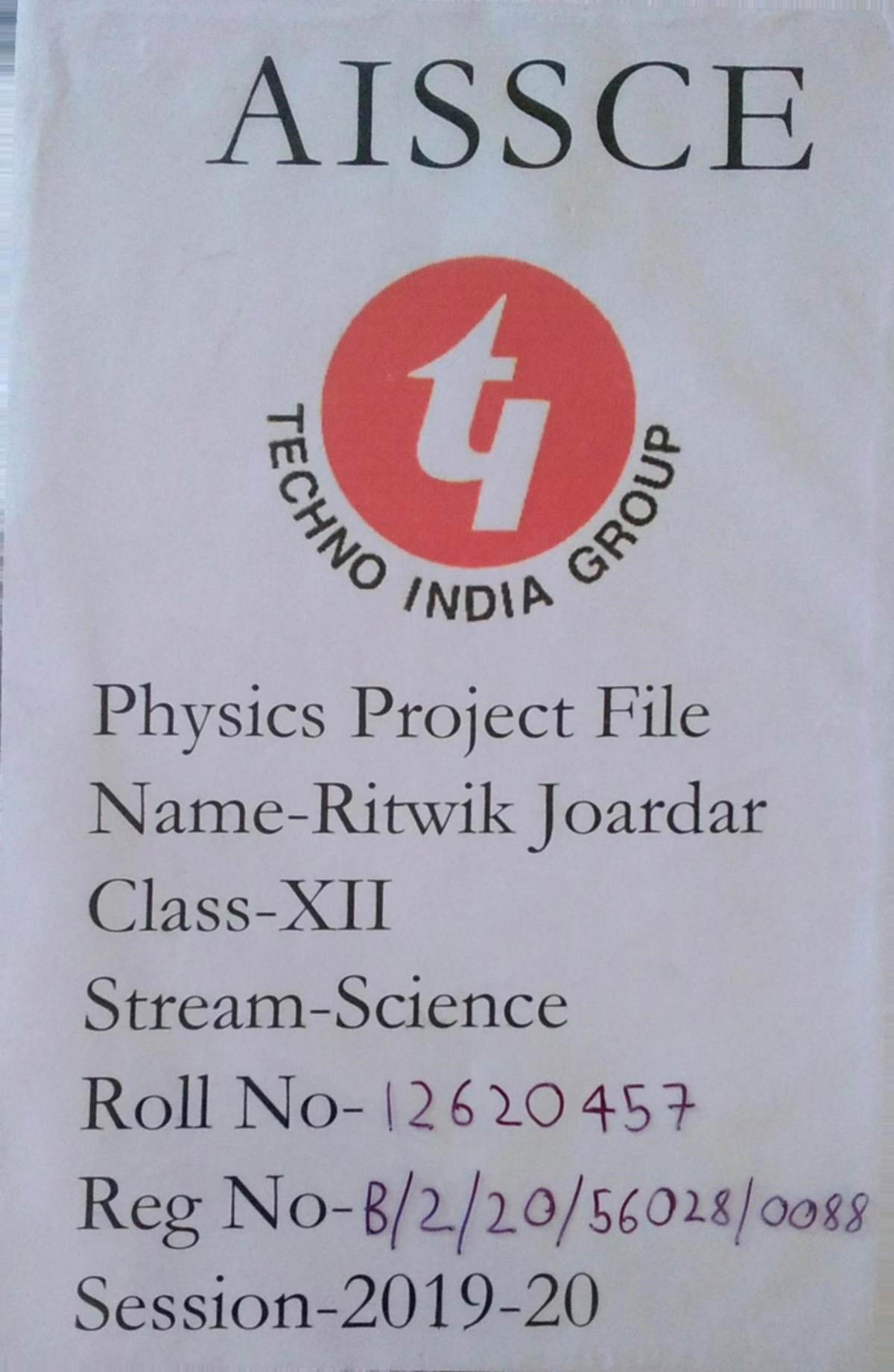 Project scan copy - AISSCE Physics Project File Name-RitwikJoardaf ...