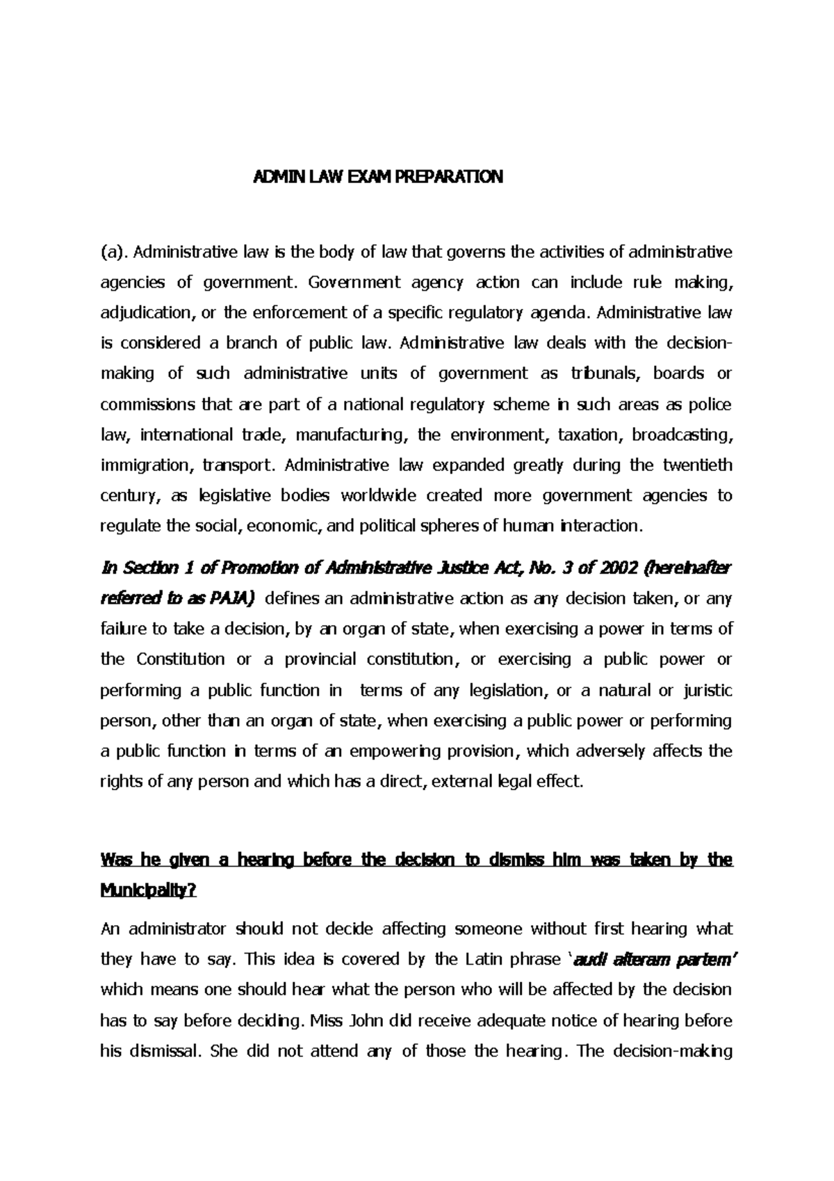 Admin LAW 101: Final Exam Prep on Procedural Fairness & Key Principles ...