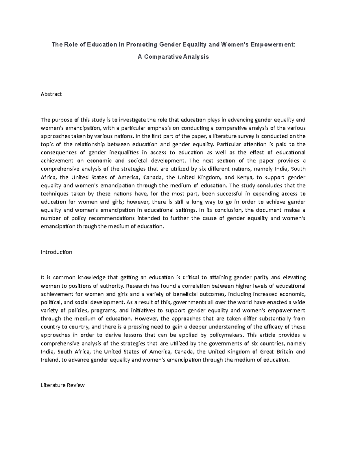 EDU 101: The Role of Education in Enhancing Gender Equality ...