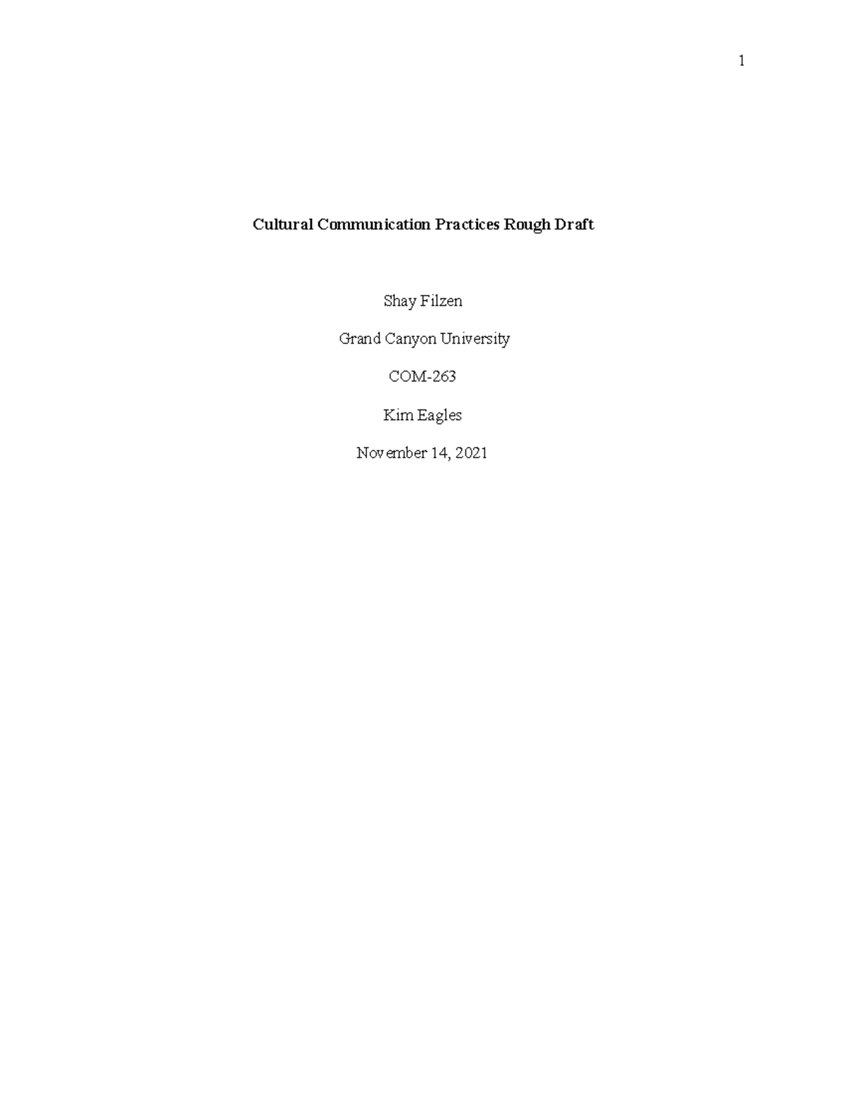 COM-263 Cultural Communication Practices Rough Draft Analysis - Studocu