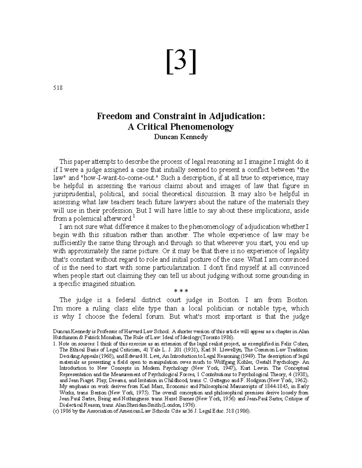 518 Freedom and Constraint in Adjudication: A Critical Phenomenology ...
