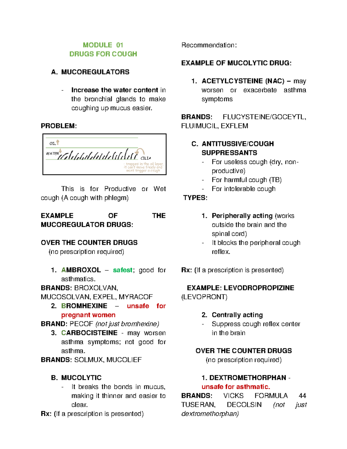 Module 01: Drugs for Cough - Mucolytics, Suppressants, and Expectorants ...