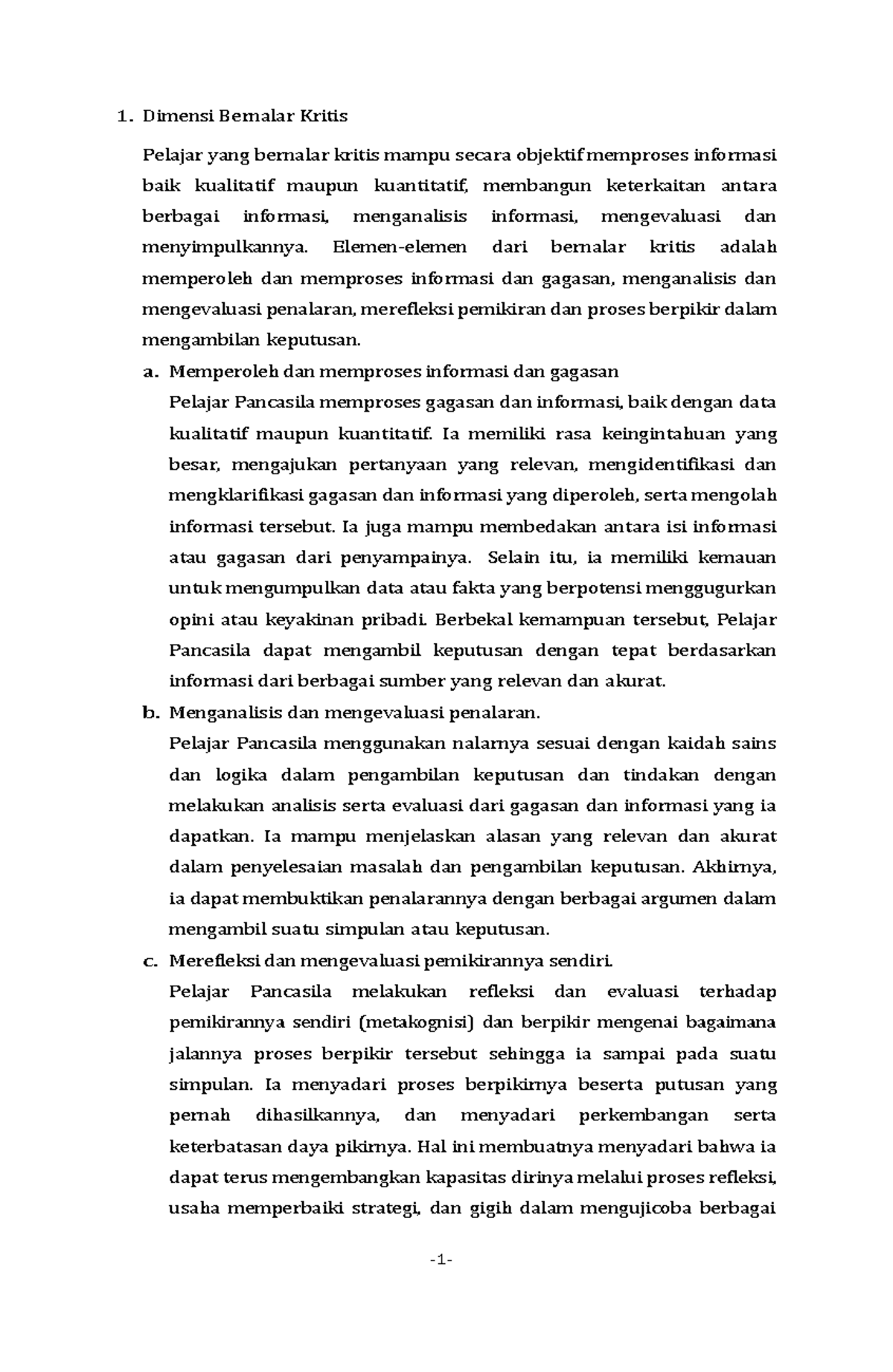 Profil Pelajar Pancasila: Bernalar Kritis dan Kreatif (Kreativitas ...