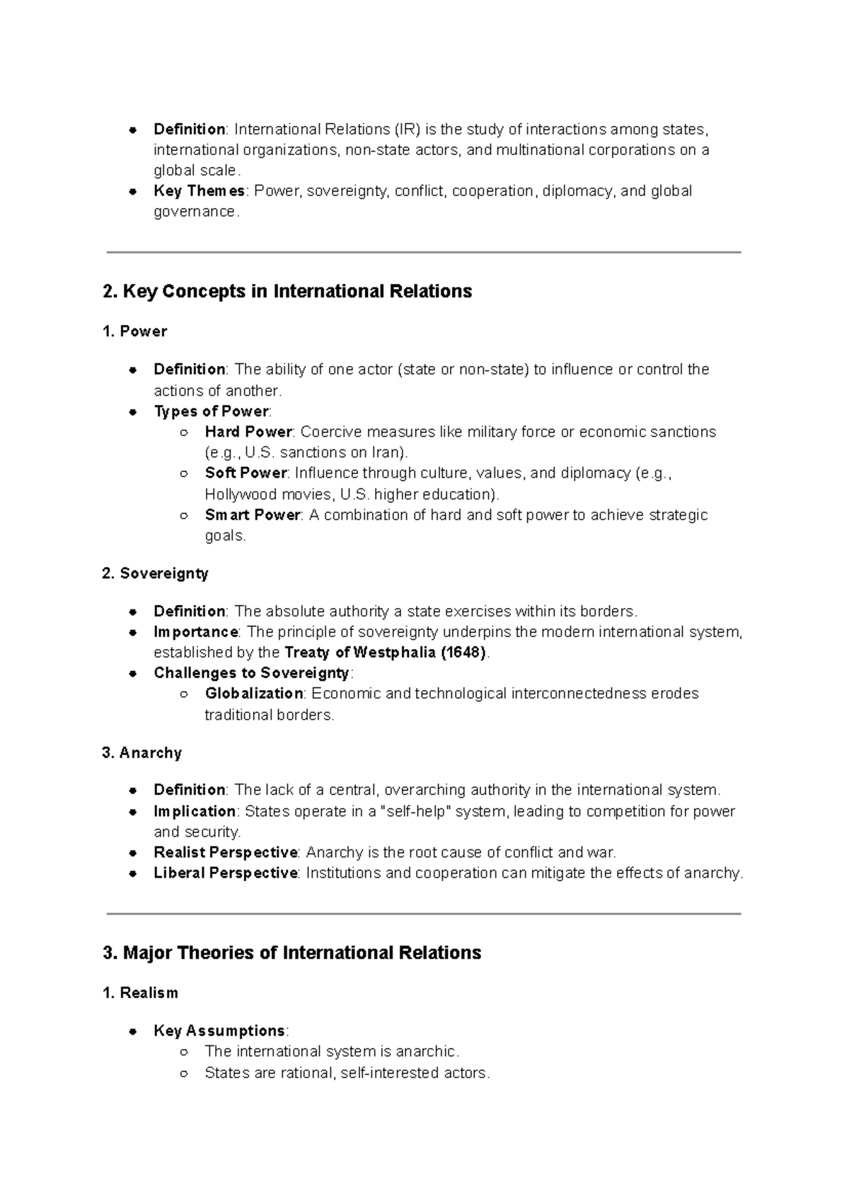 Chapter 14 International Relations (IR) - Definition: International ...