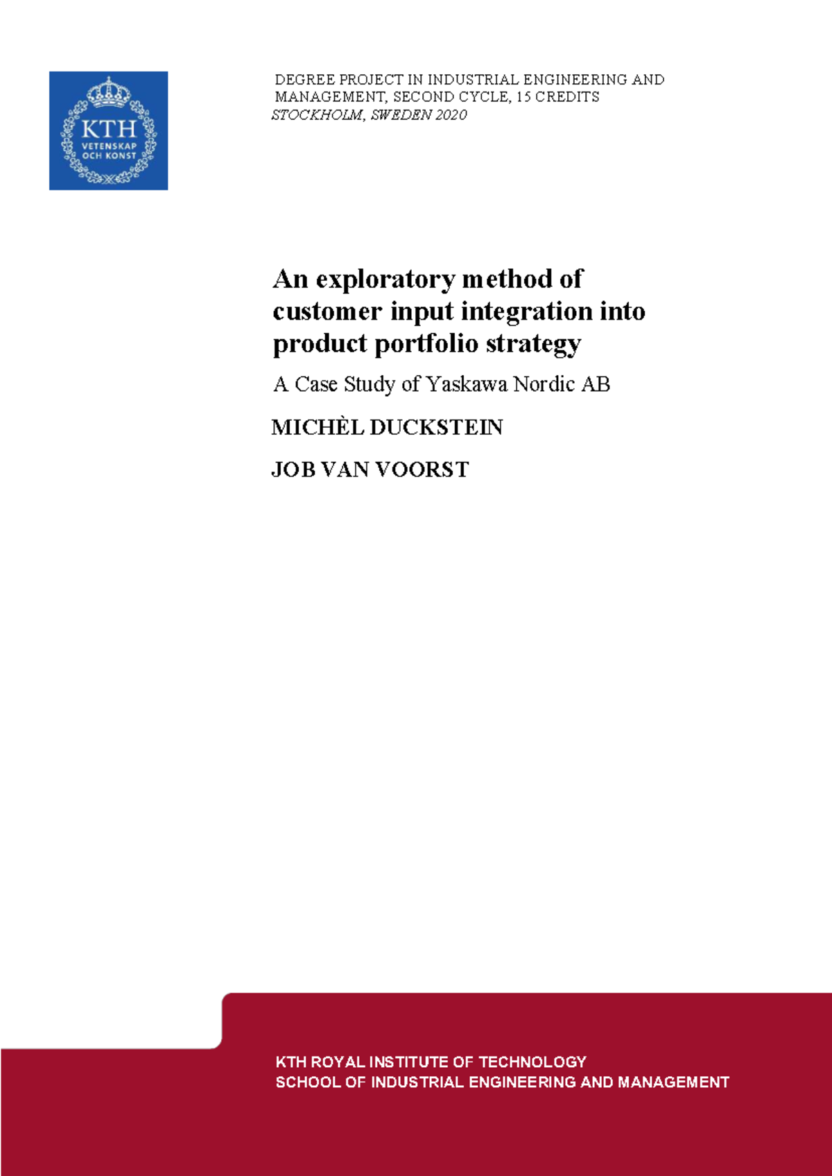 Exploratory Case Study on Customer Integration in PPS - TRITA-ITM-EX ...