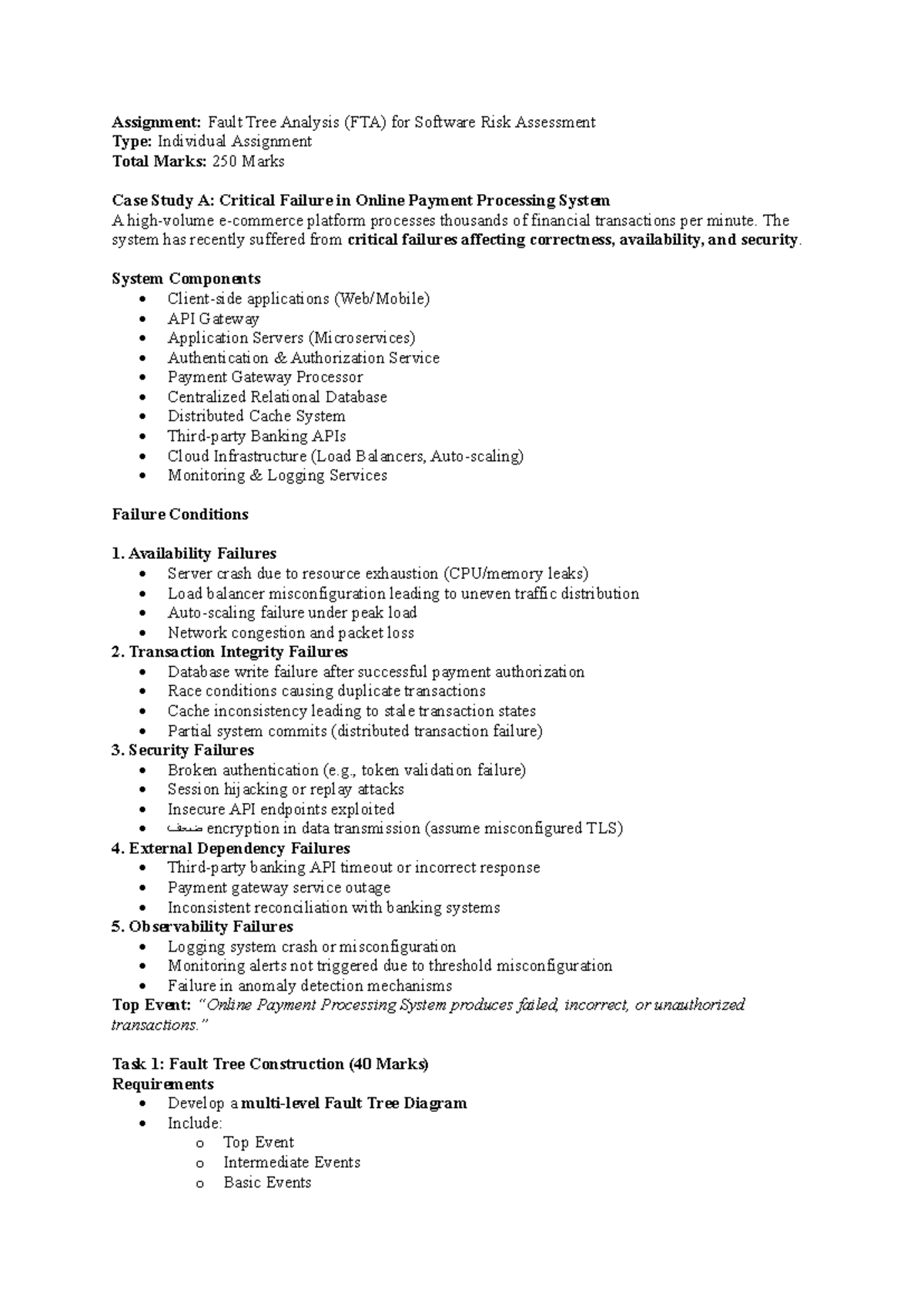 Assignment 3: Fault Tree Analysis (FTA) for Software Risk Assessment ...