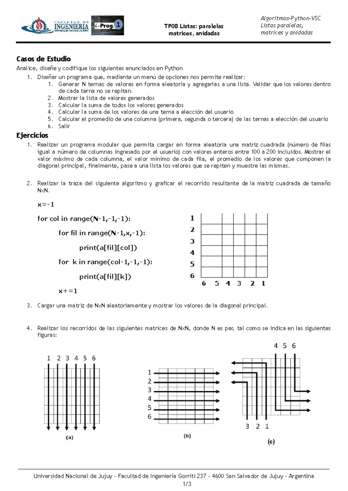TP08 Listas: Casos de Estudio en Python sobre Listas y Matrices - Studocu
