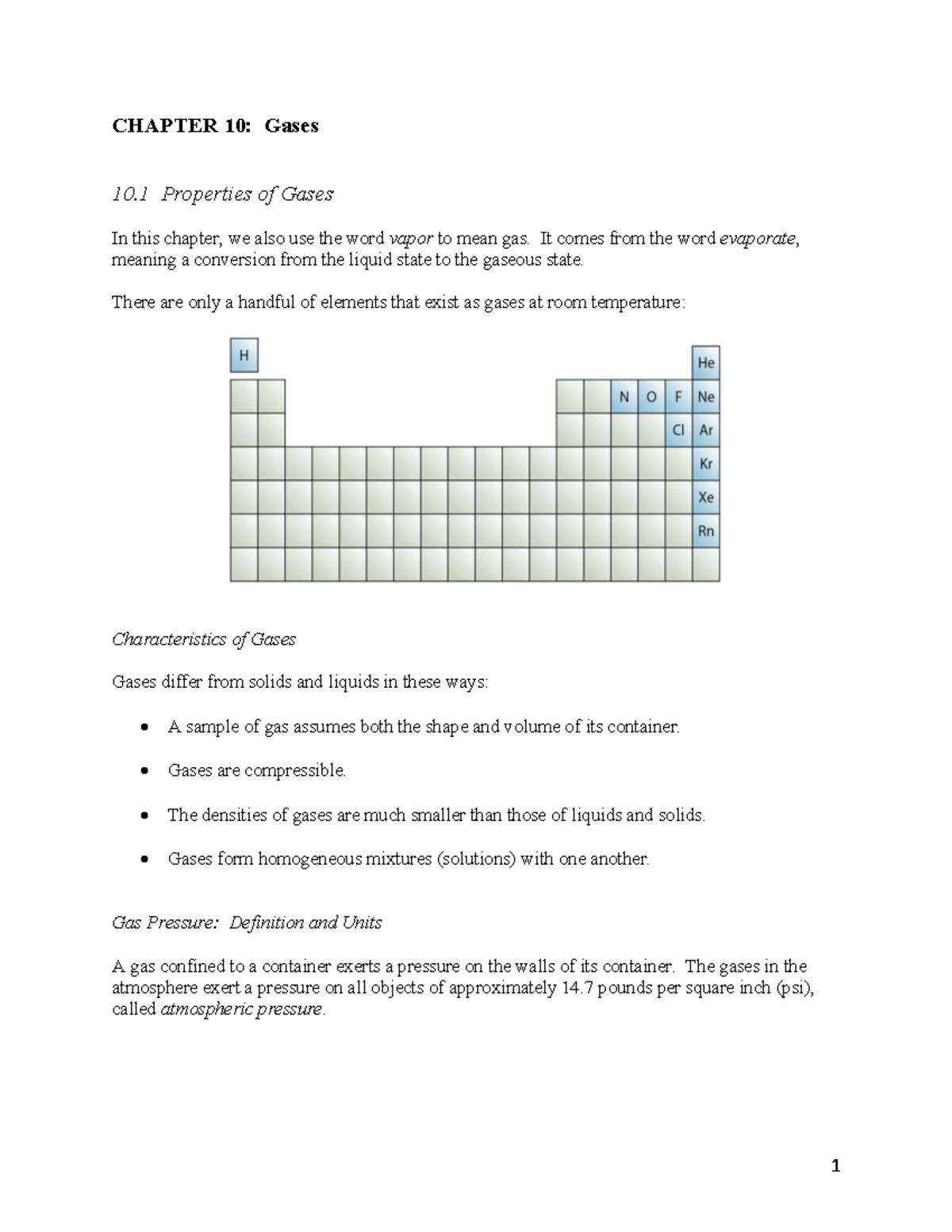 CH 10: Gases - Properties, Laws, and Applications (Guided Notes) - Studocu