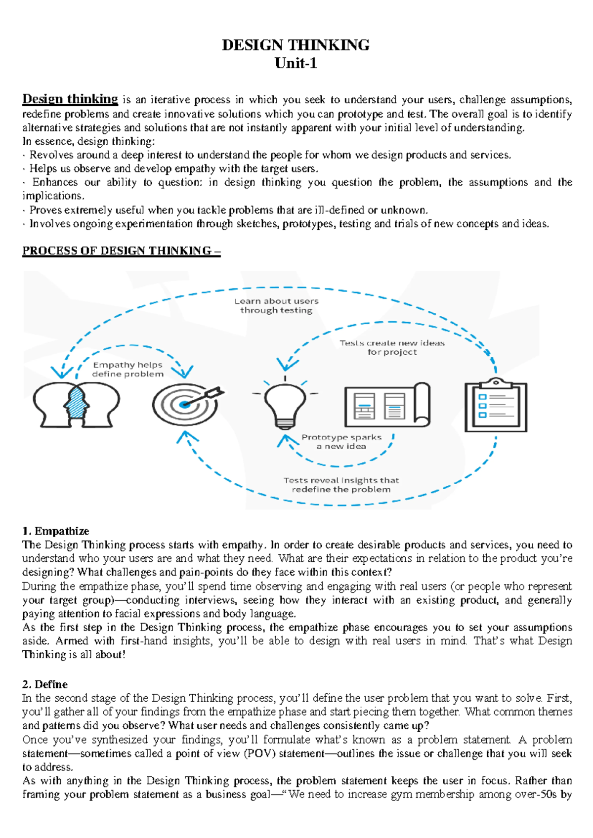 ADT Notes: Design Thinking Units 1-3 Overview for ADT Course - Studocu