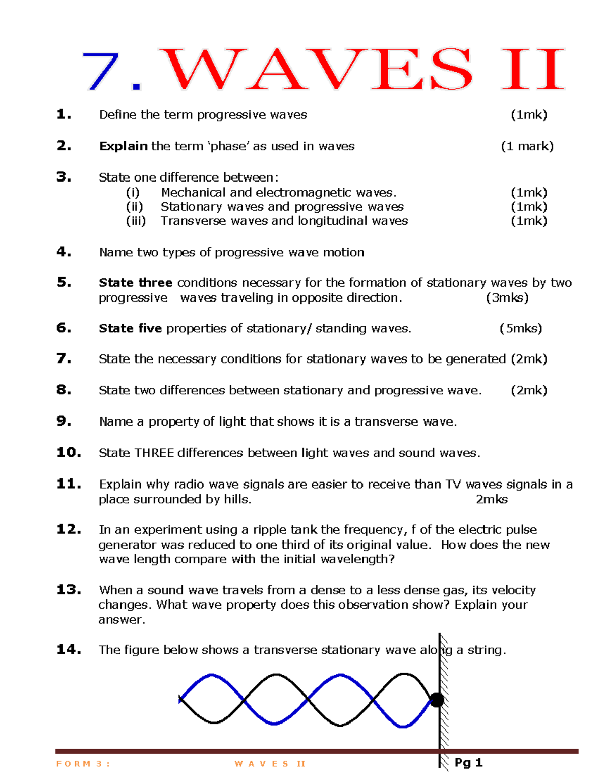 FORM 3: WAVES II - Comprehensive Physics Notes - Studocu