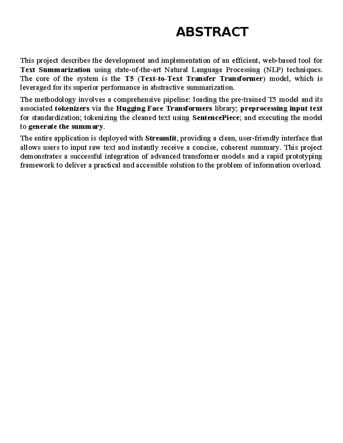 NLP 101: Project Report on Abstractive Text Summarization Using T5 ...