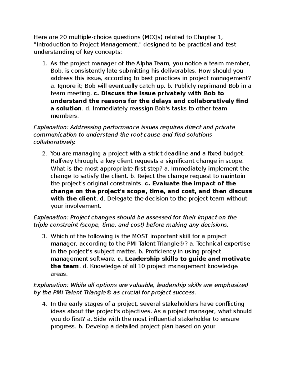 Mini Project MCQs - Chapter 1, 2, 4, 5, 6, 7, 8 Exam Questions - Studocu