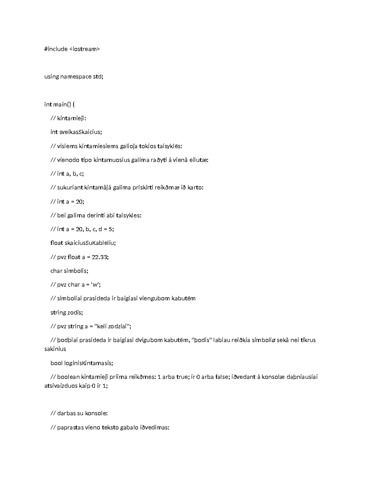 C Kintamieji Examples Of How To Use Int Float Double Char String