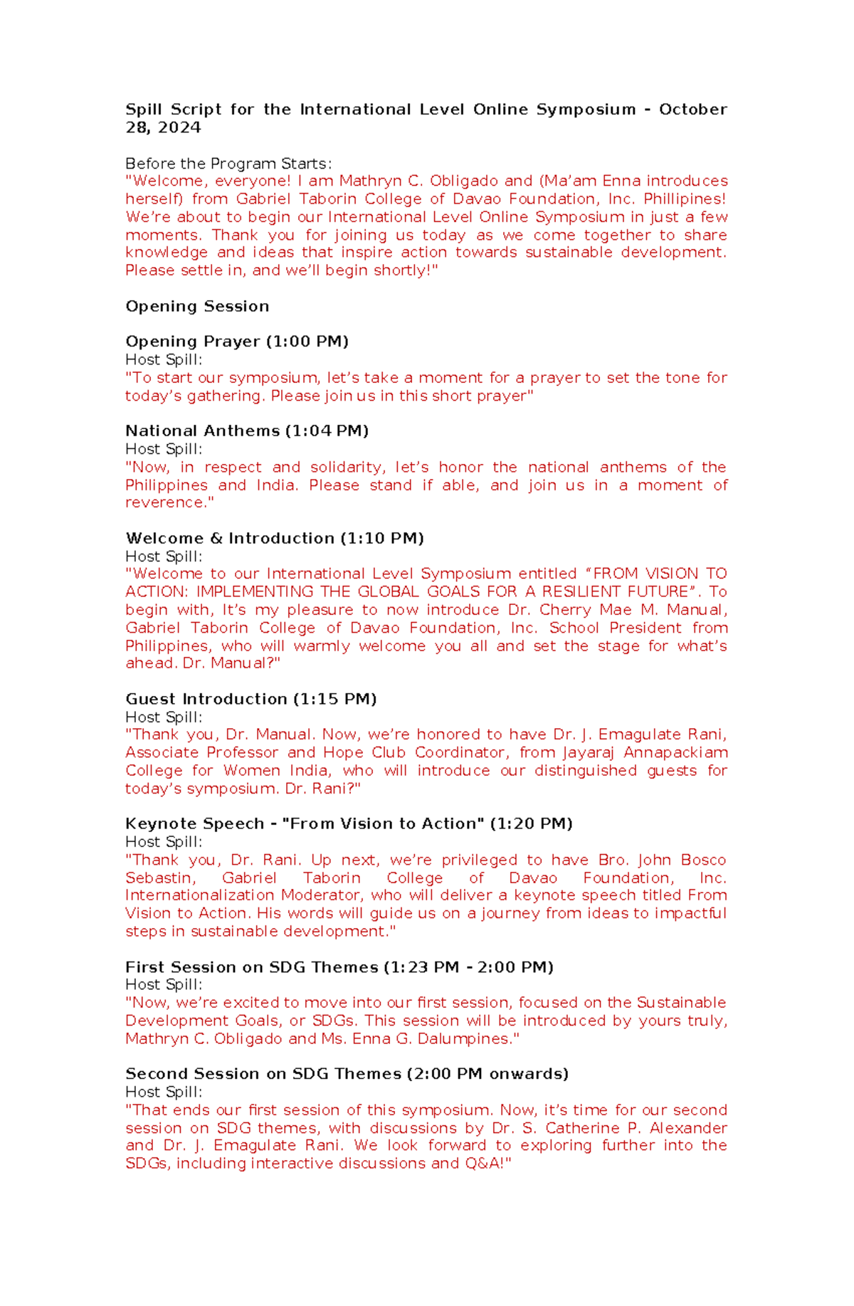 Spill Script for the Intl. Online Symposium on Sustainable Development ...