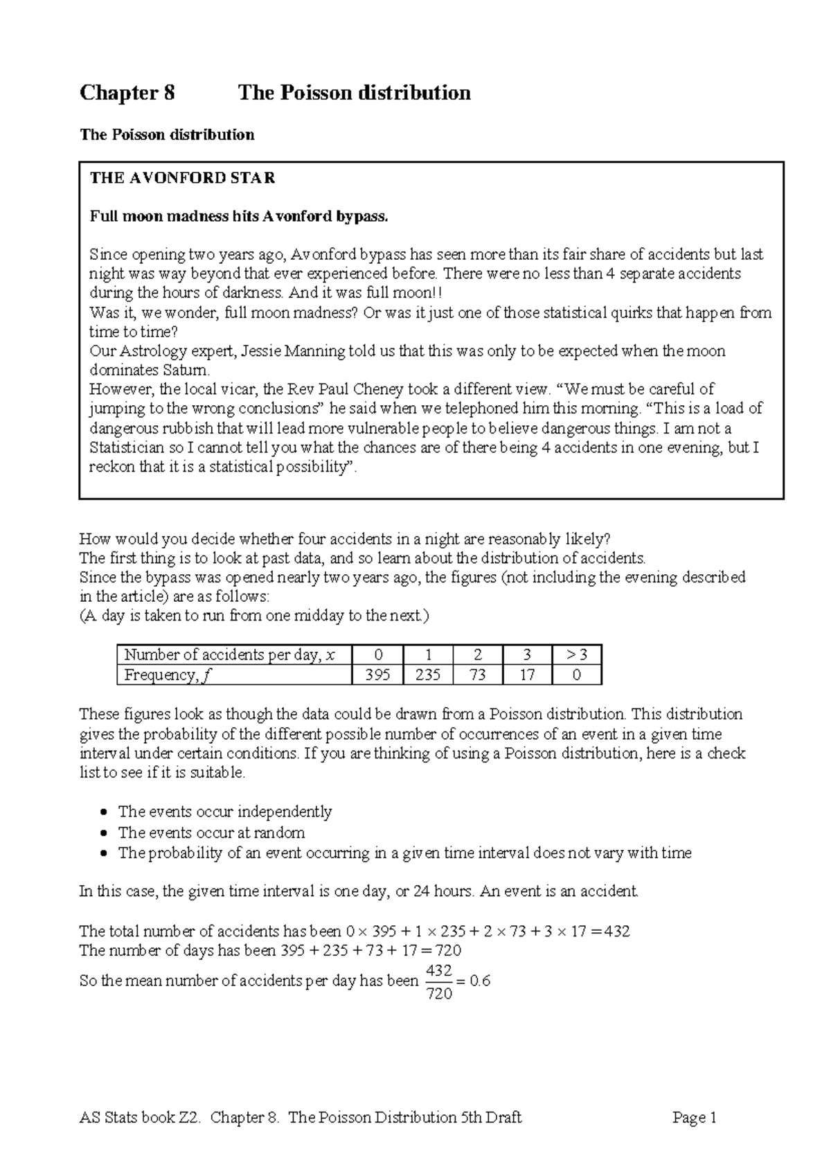 Poisson Distribution - Chapter 8 Notes and Examples - Studocu