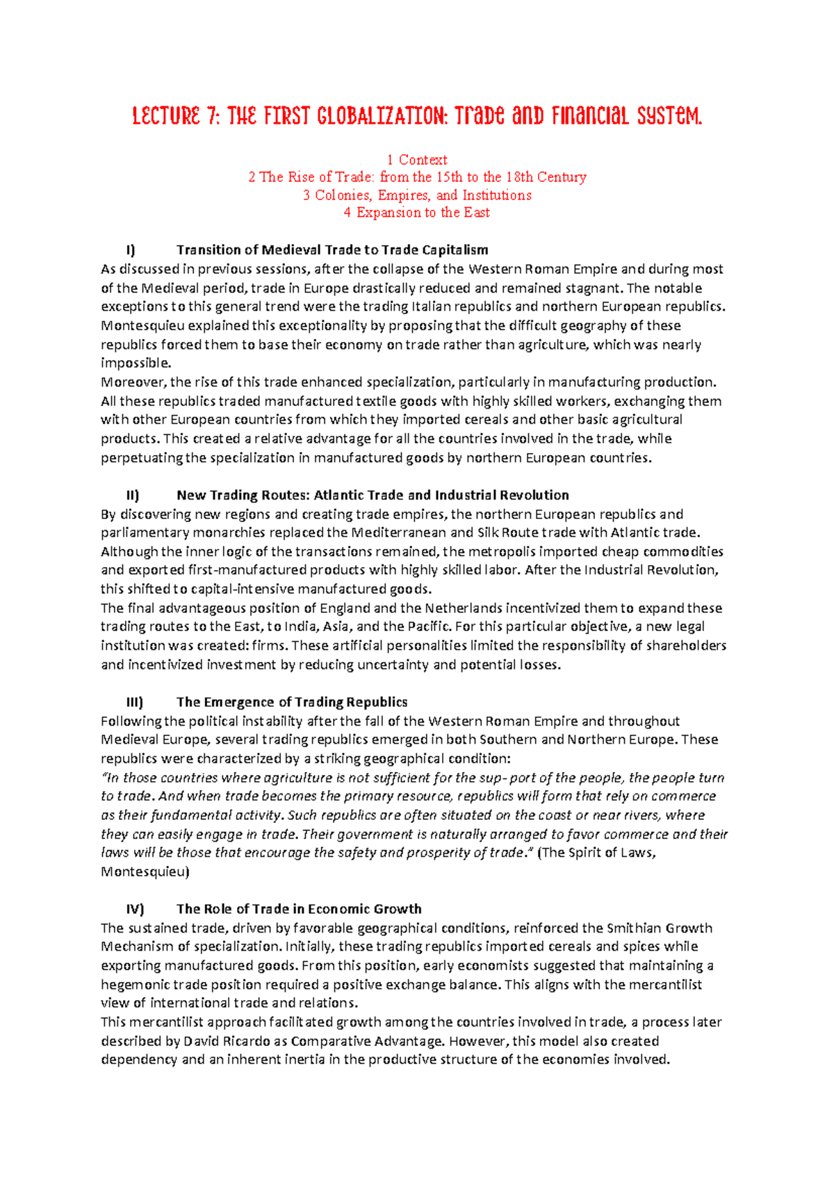 LECTURE 7-11: THE FIRST GLOBALIZATION AND INDUSTRIAL REVOLUTIONS - Studocu