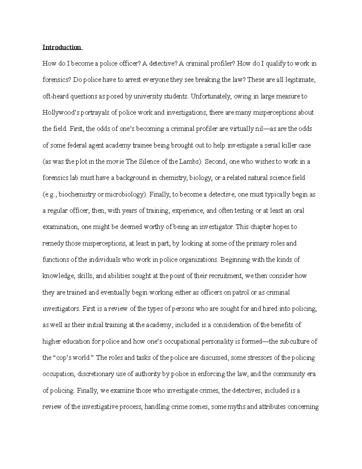 Chapter 6: Insights on Police Patrolling and Investigations (CRJ 101 ...