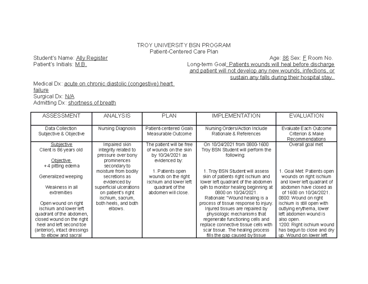 NCP Activity Intolerance - Assessment Nursing Diagnosis Planning ...