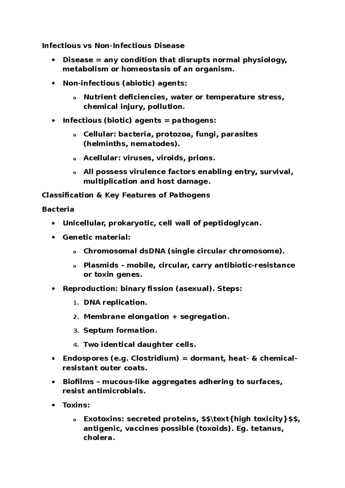 Mod 7 Summary: Infectious vs Non-Infectious Diseases Notes - Studocu