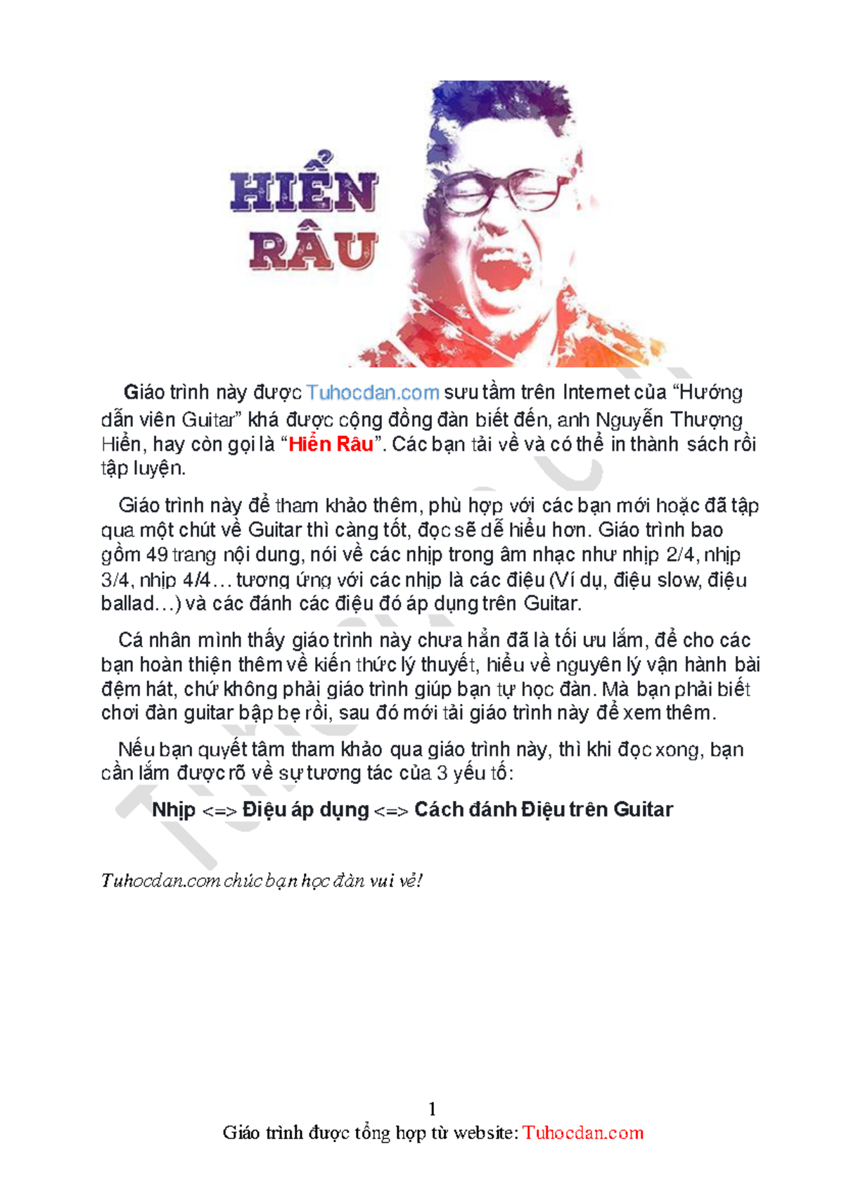 Giao trinh guitar hien rau - 1 G iáo trình này được Tuhocdan sưu tầm ...