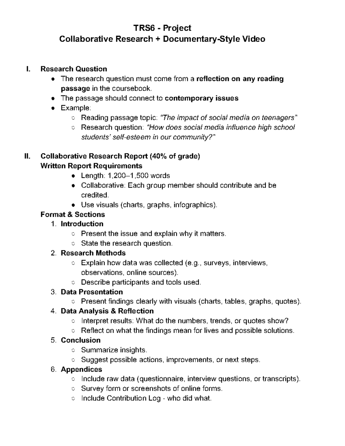 TRS6 - Collaborative Research Video Project Guidelines - Studocu