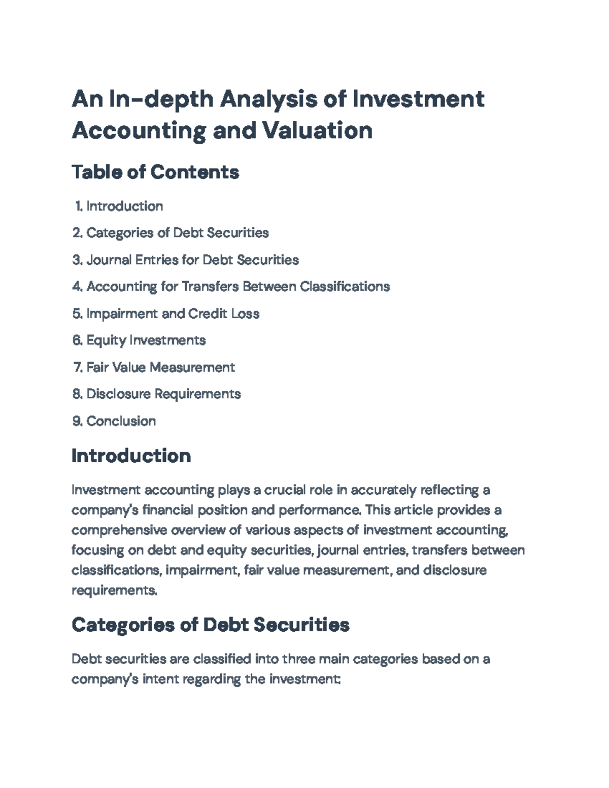Investment Accounting: Analysis of Debt and Equity Securities - An In ...
