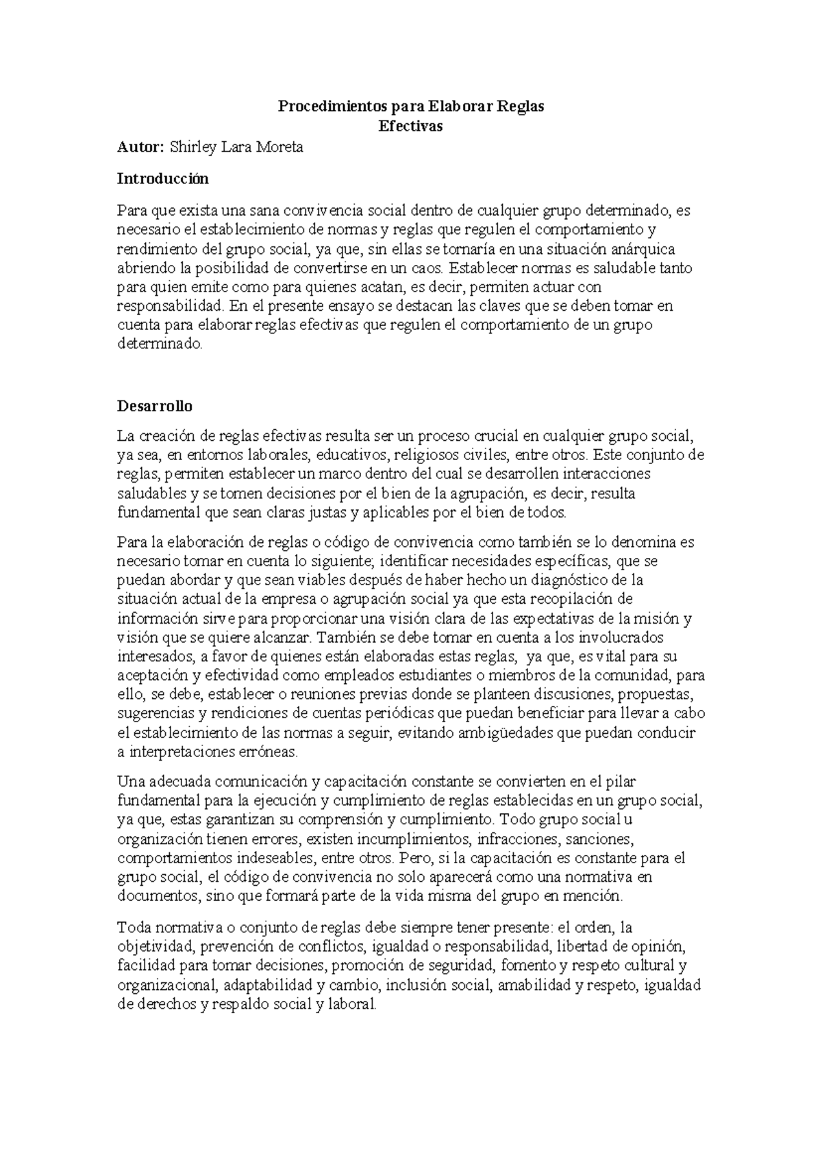 Elaboración de Reglas Efectivas para la Convivencia Social - Studocu