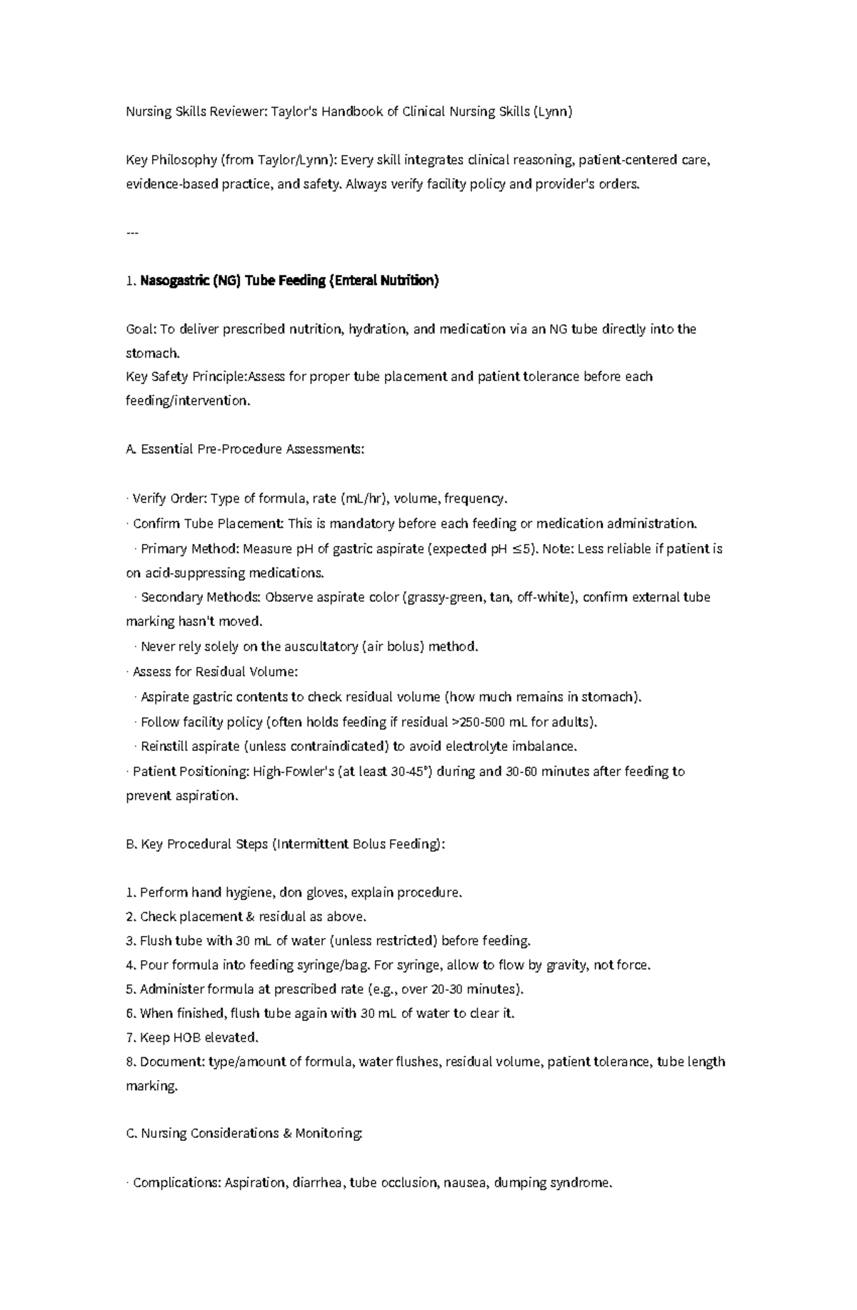 Nursing Skills Reviewer: NG Tube Feeding & Gastric Lavage Techniques ...