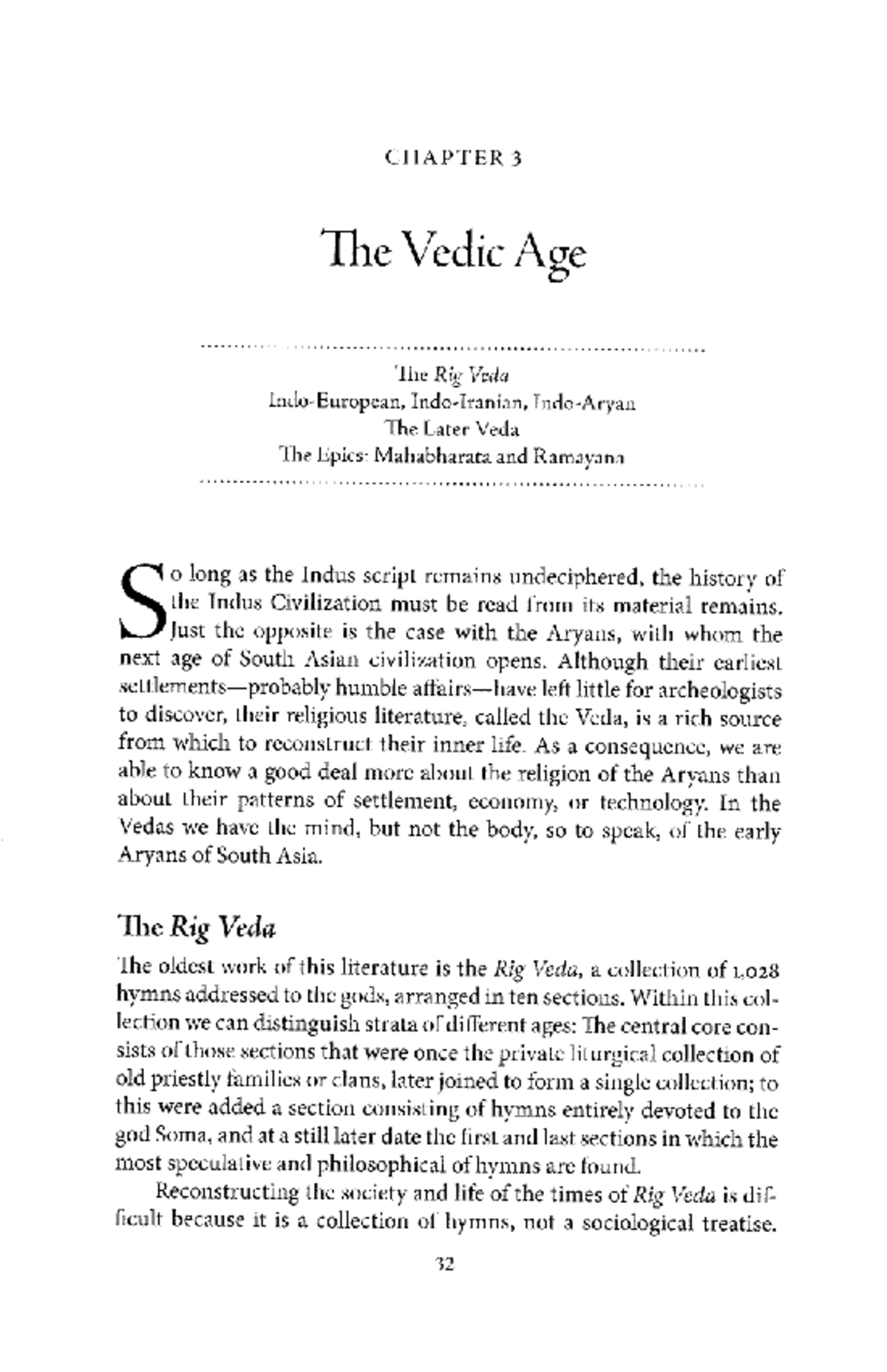 TT3: Chapter 3 - The Vedic Age: Rig Veda, Epics & Aryan Society - Studocu