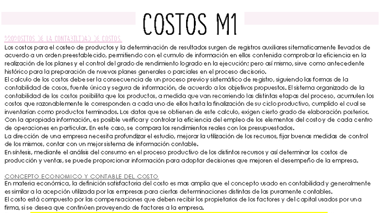 Costos M1: Resumen de Contabilidad de Costos y su Aplicación - Studocu