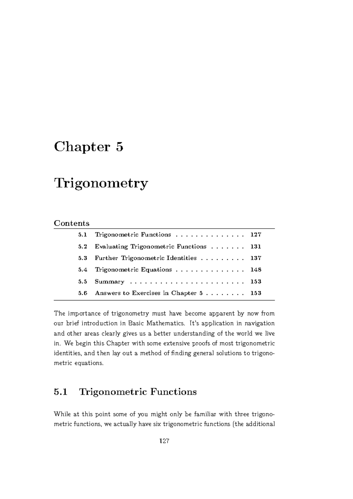 Chapter 5: Trigonometric Functions and Their Applications (MATH101 ...