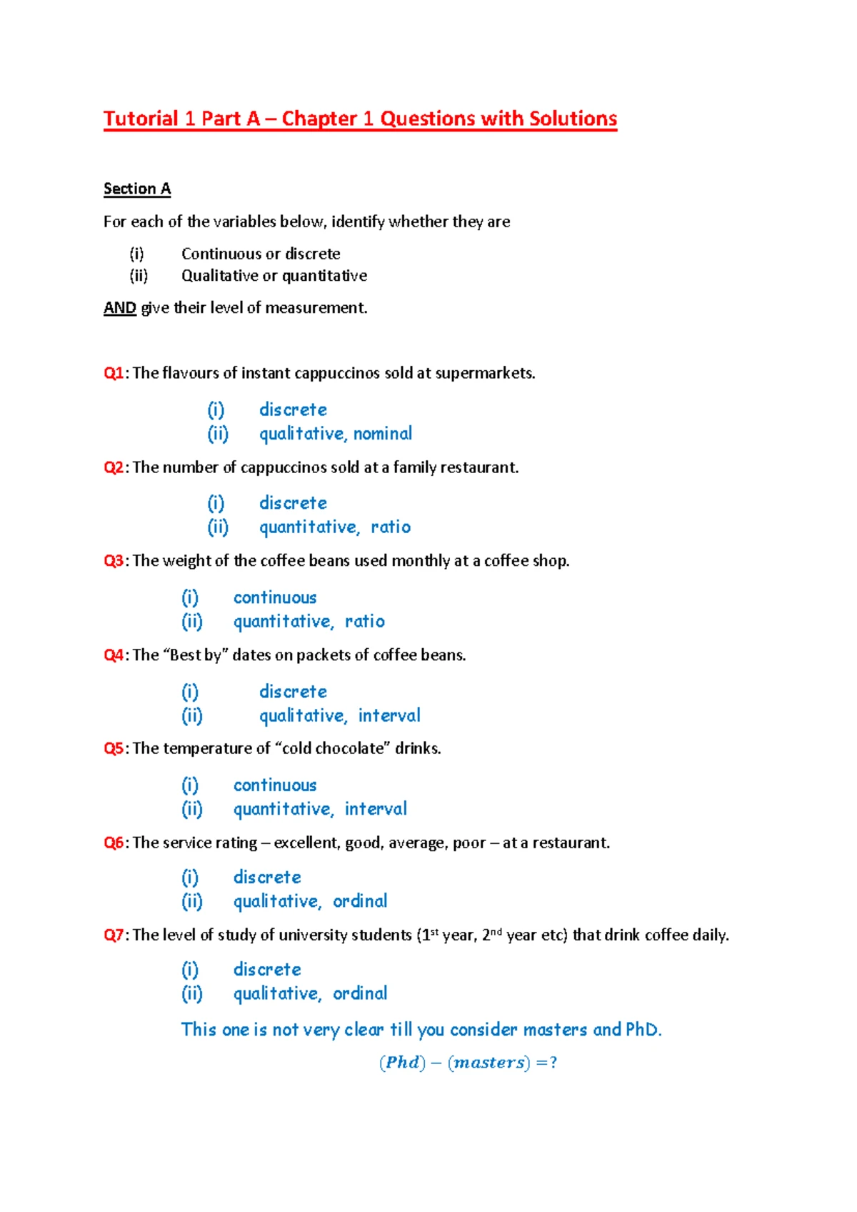 Tutorial 12 Part 2 (Chapter 9) - Q and A - Part 2 – Chapter 9 Questions ...