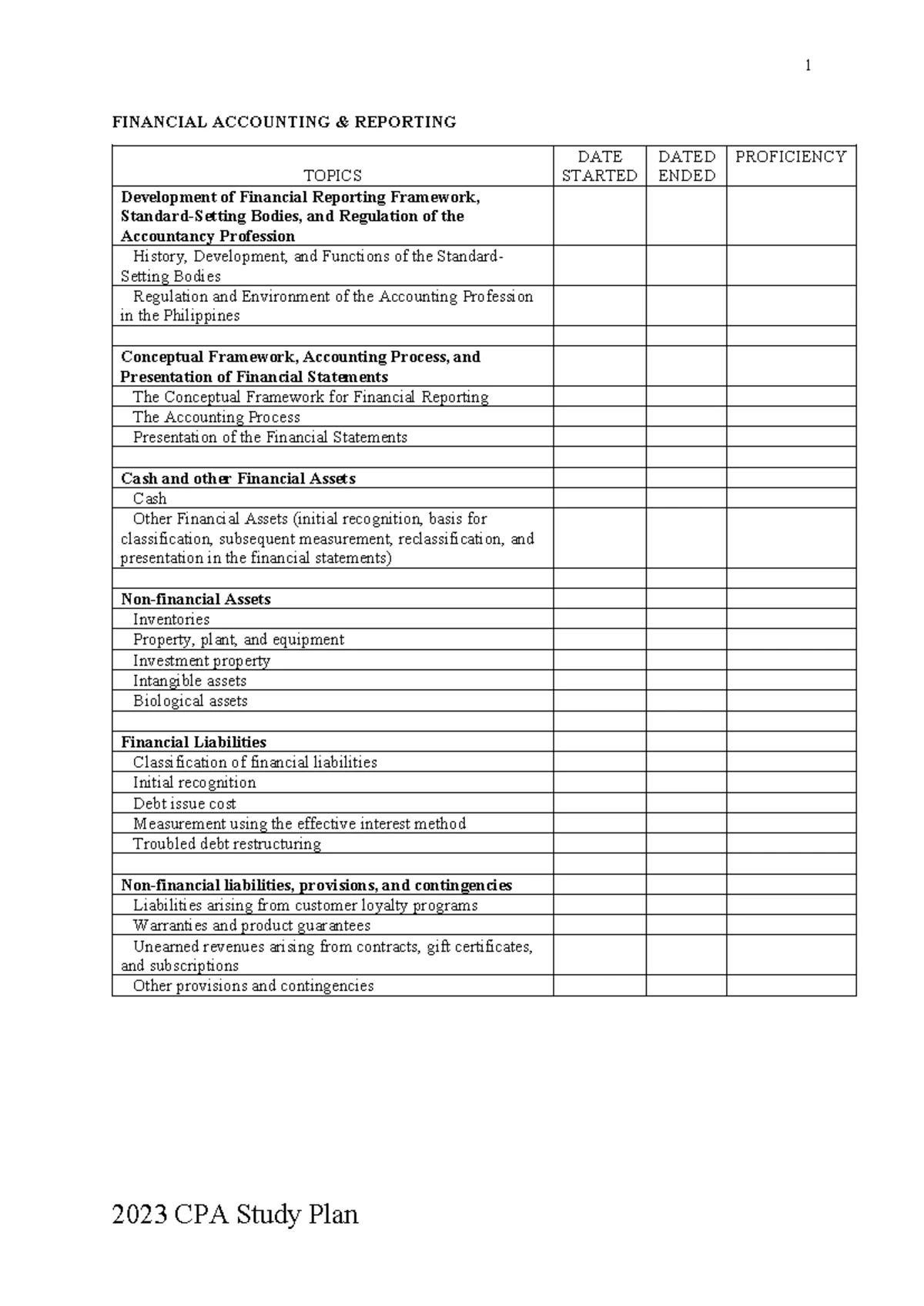 CPA Home Review Daily Planning Schedule in the Philippines - Studocu