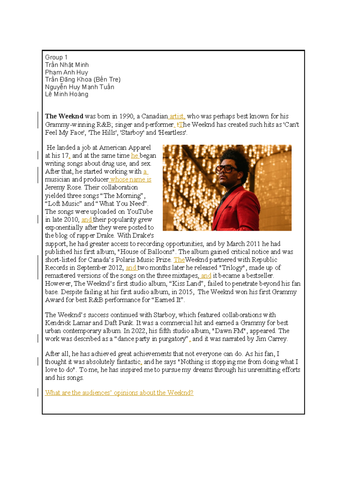 Writing a Review of Artists: The Weeknd, Justin Bieber, and More ...