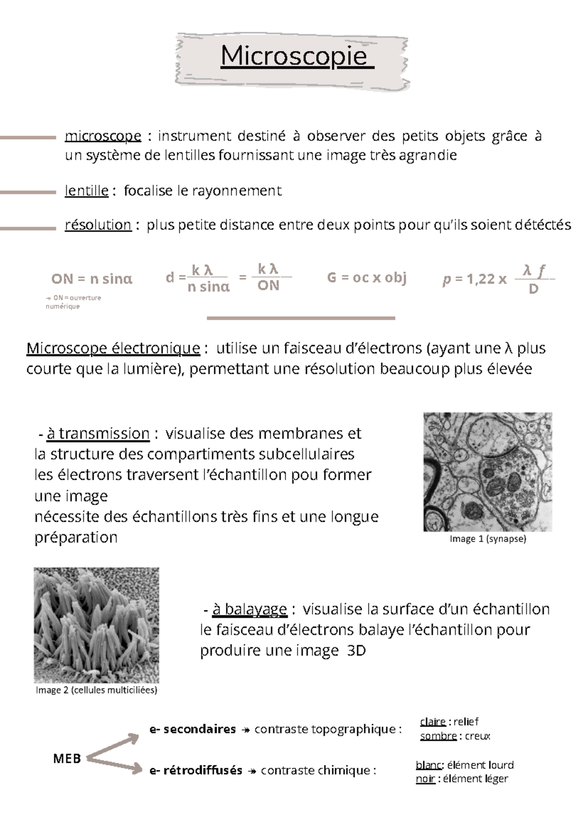 Microscopie fiche - Microscopie microscope : instrument destiné à ...