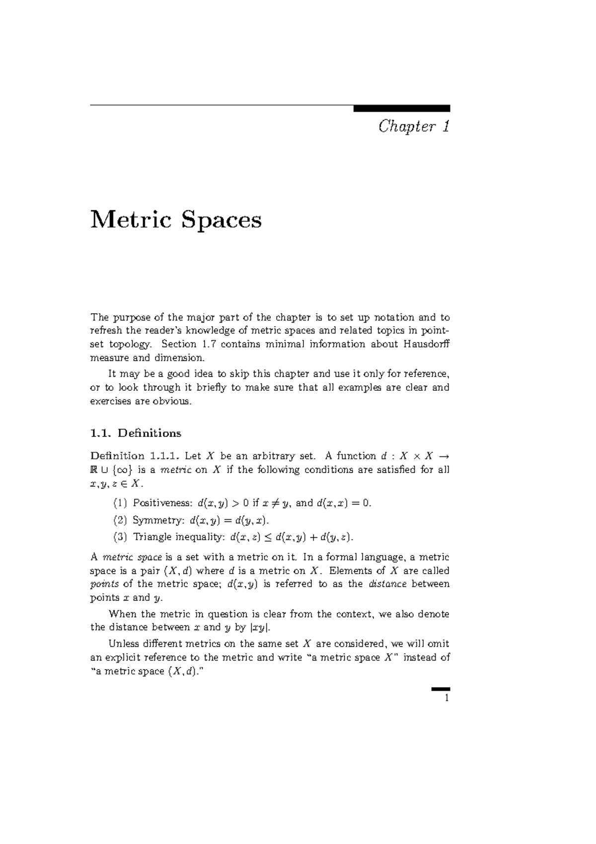 Metric Spaces Geometry-1: Overview & Key Concepts for Study - Studocu