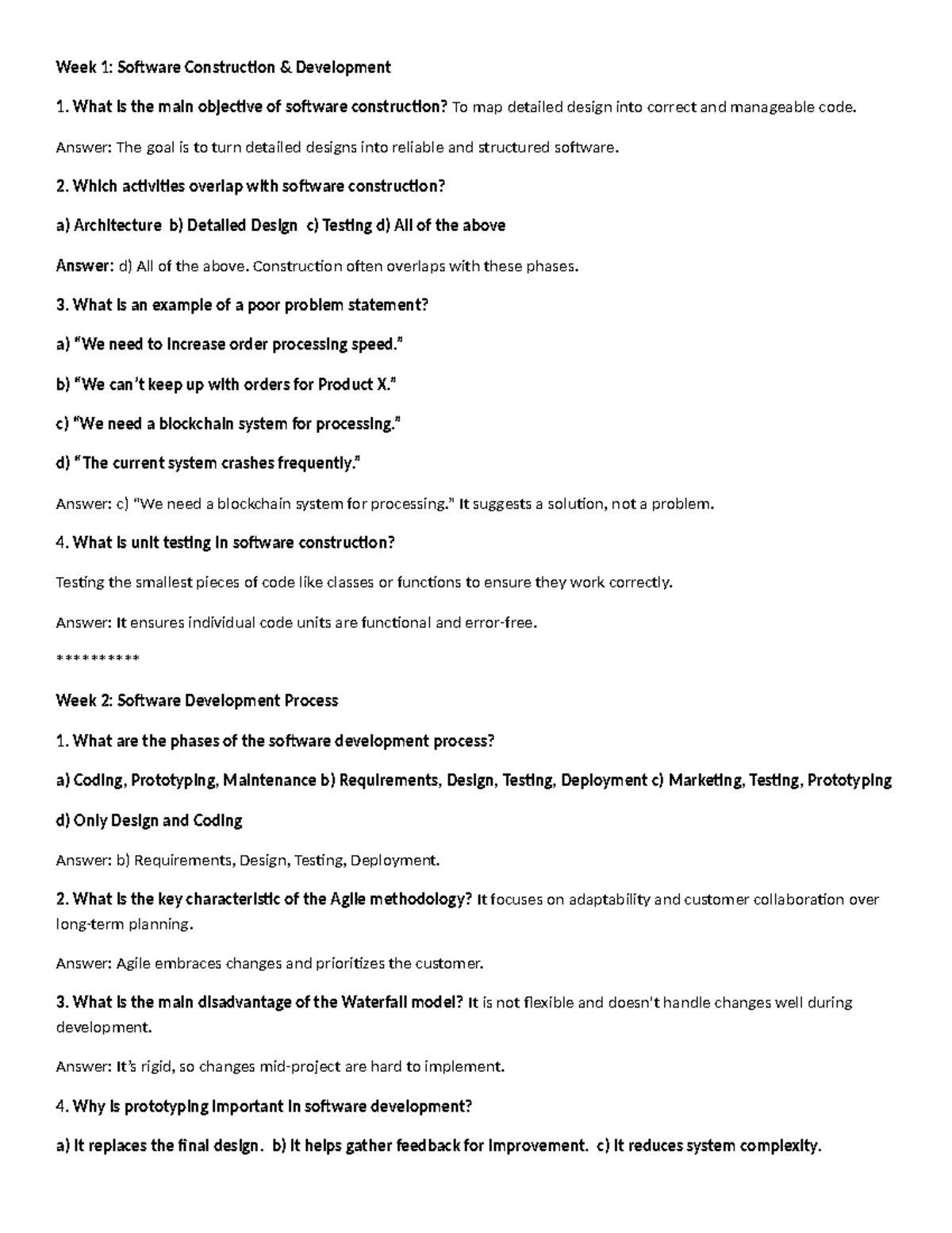 SE601 - Week 1-4 Study Notes on Software Development & UI Design - Studocu
